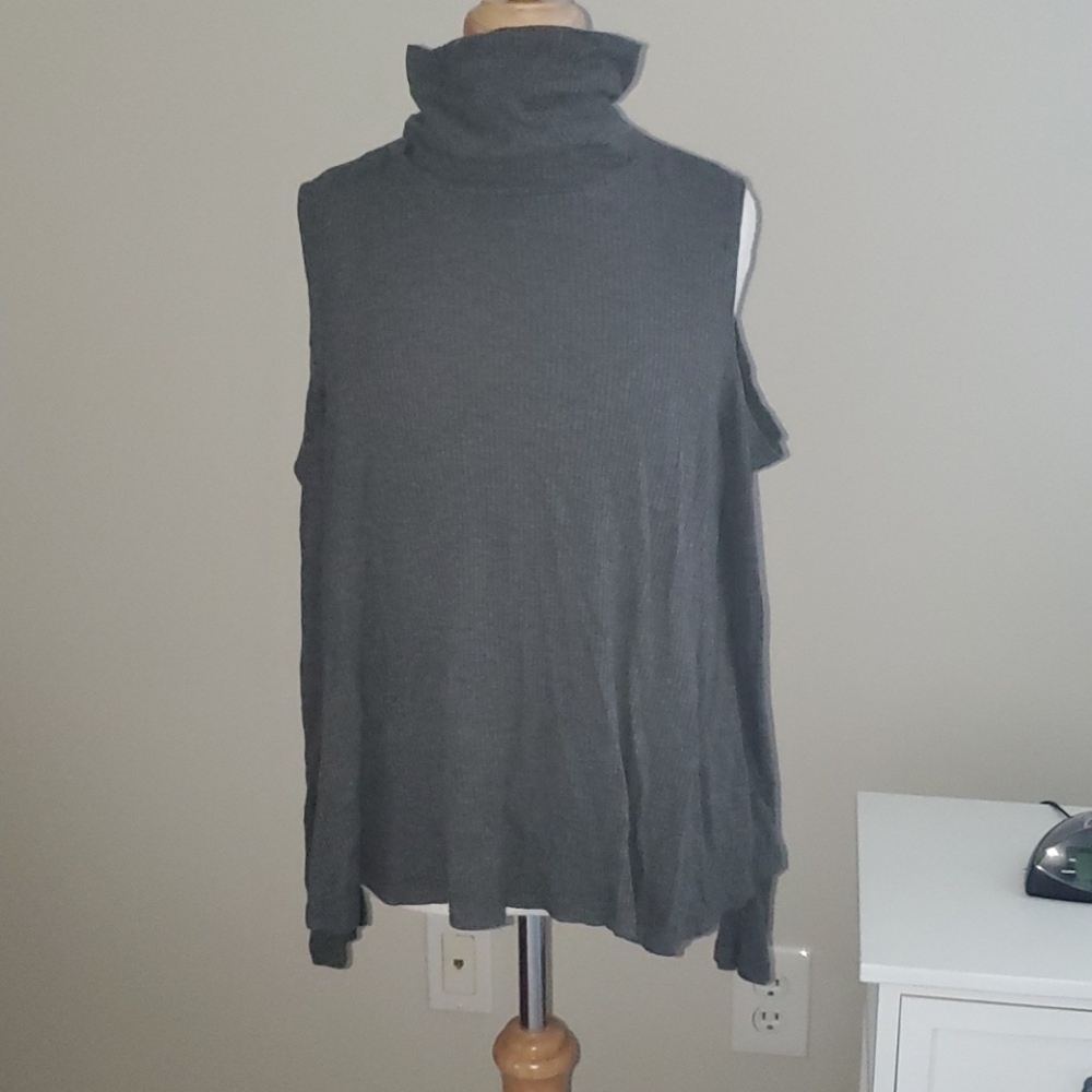 Cold Shoulder High Neck Top